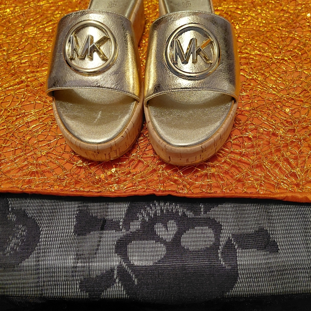 Michael Kors Gold Slide Sandals